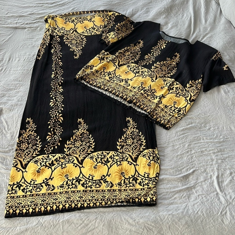 Vintage Two Piece Wrap Skirt & Top Set